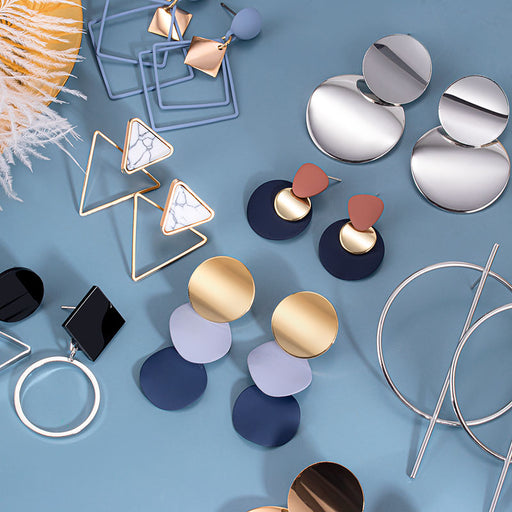 Women's Earrings Korean Acrylic Drop Earrings for Women Statement Geometric Round Gold Earring 2021 Fashion Trend Female Jewelry - Allofbeauty